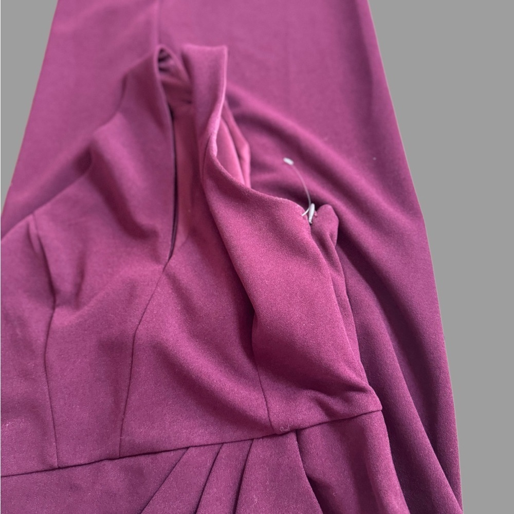 Lulu's One-Shoulder Wine elegant Midi Dress - Picture 8 of 13